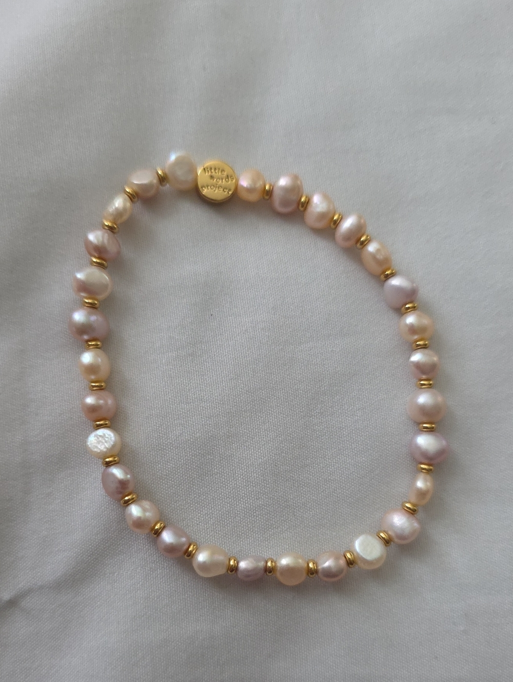 Little Words Project Pink Freshwater Pearl Bracelet Base- Size L/XL